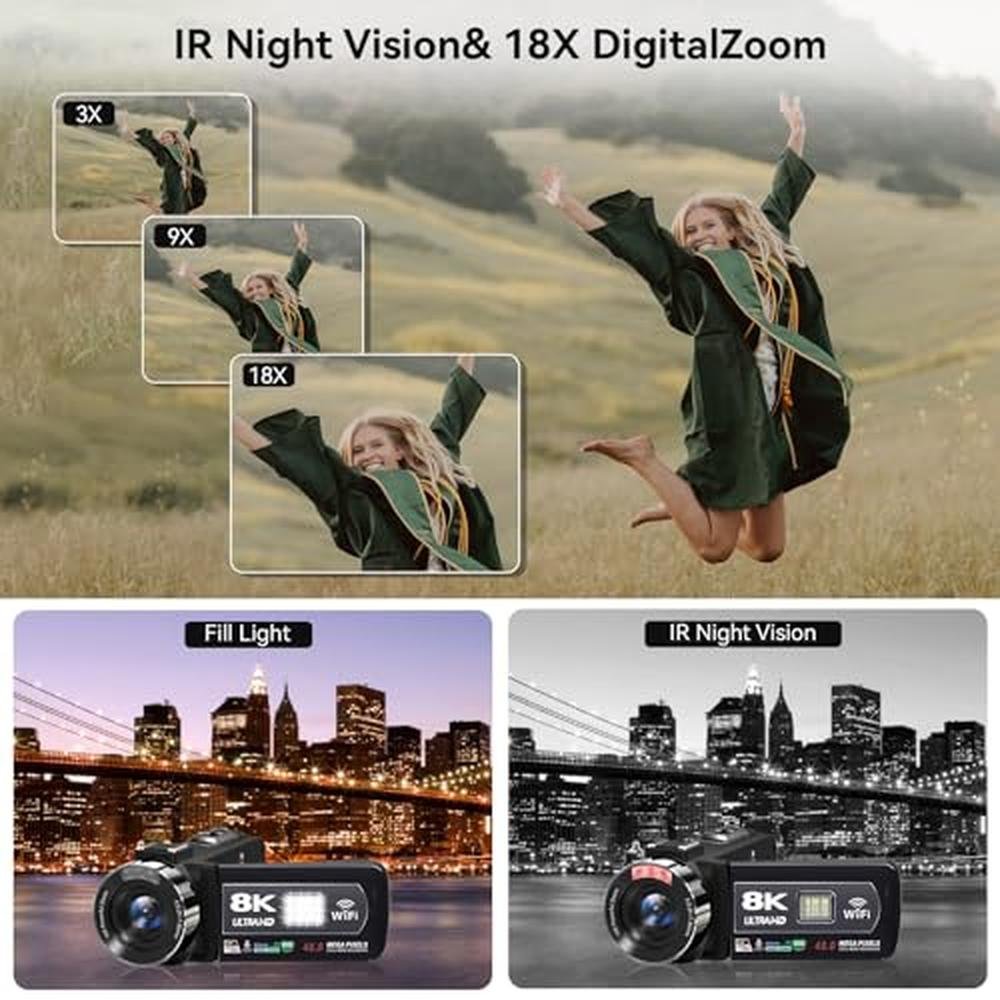 Camera Video: 8K Camcorder 48MP 15FPS UHD WiFi Vlogging – Close-up Detail