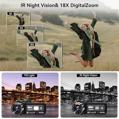 Camera Video: 8K Camcorder 48MP 15FPS UHD WiFi Vlogging – Close-up Detail