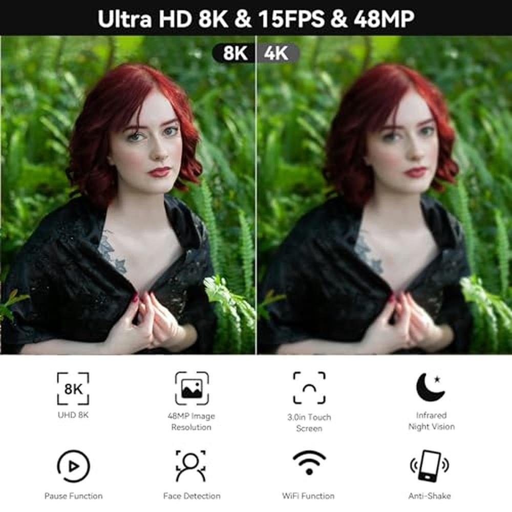 Camera Video: 8K Camcorder 48MP 15FPS UHD WiFi Vlogging – In Use