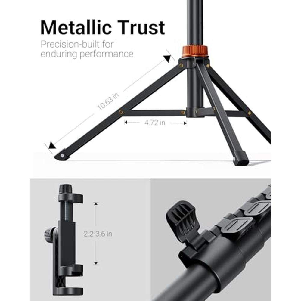 Phone Tripod: VIMOSE 66" Extendable Tripod for iPhone and – Side View