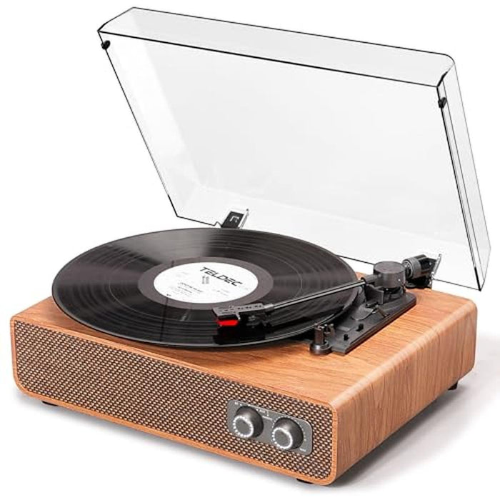 Vinyl Player: Vintage 3 Speed Turntable Bluetooth with – Front View