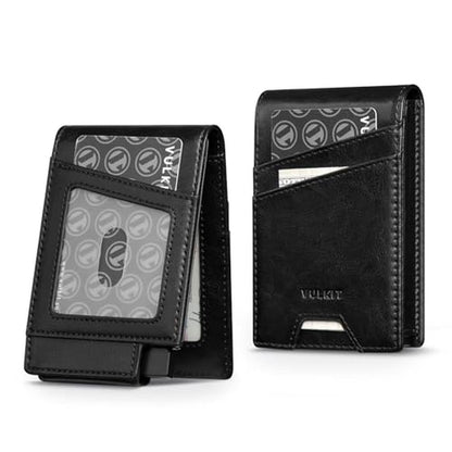 Vulkit Mens Wallet: VULKIT Card Holder with Pop-up Credit – Front View