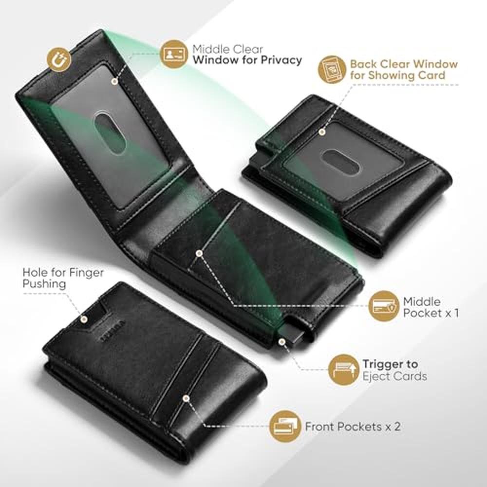 Vulkit Mens Wallet: VULKIT Card Holder with Pop-up Credit – Side View