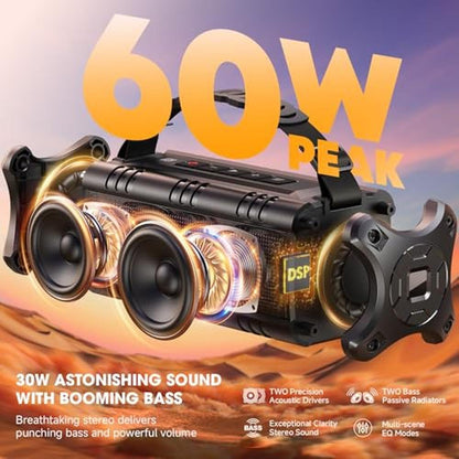 Speaker King: W-KING Portable Bluetooth Speaker 60W Peak – Side View