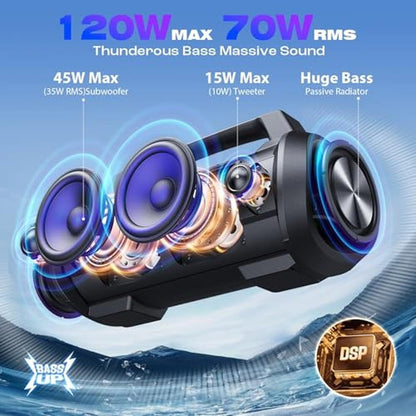 Bluetooth Speaker: W-KING Portable Speakers Bluetooth – Side View