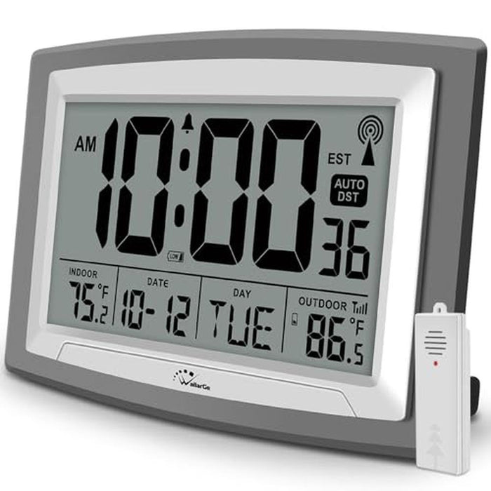 Atomic Clock: WallarGe Self-Setting Digital Clock – Front View