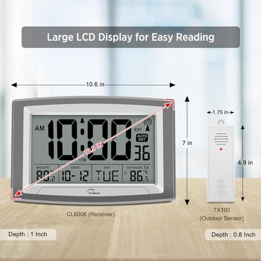 Atomic Clock: WallarGe Self-Setting Digital Clock – Side View