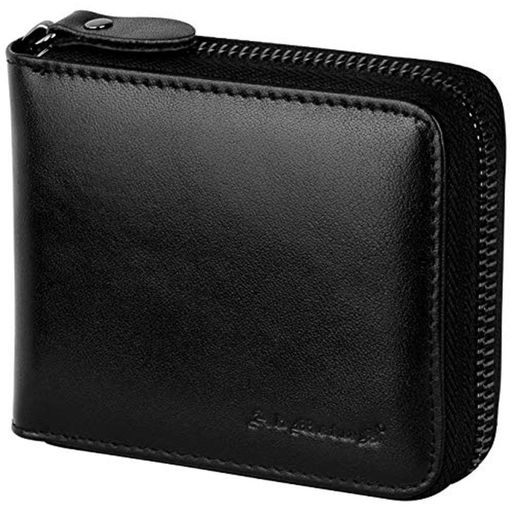 Wallet for Men Bifold Leather Zipper Wallet RFID Blocking – Front View