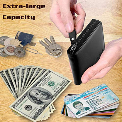 Wallet for Men Bifold Leather Zipper Wallet RFID Blocking – Close-up Detail