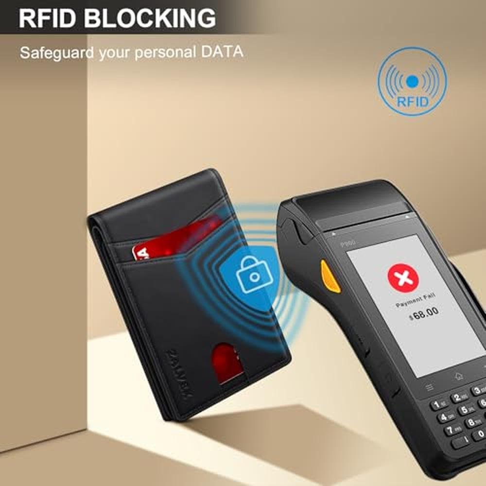 Wallet for Men Slim RFID Blocking Leather Credit Card – Close-up Detail