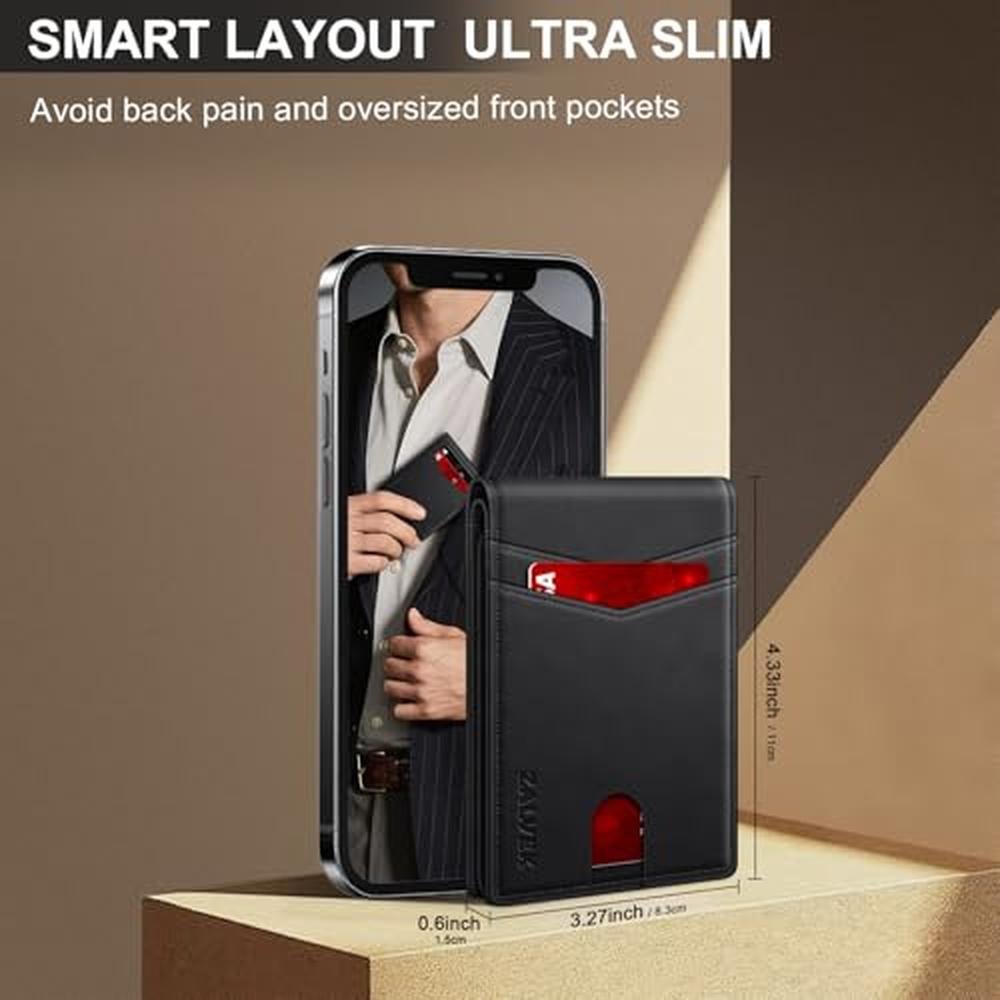 Wallet for Men Slim RFID Blocking Leather Credit Card – In Use