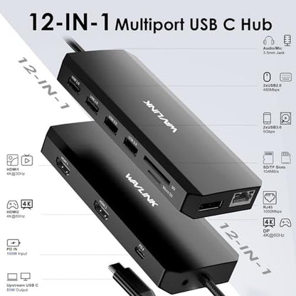 WAVLINK 12-in-1 USB C Docking Station – Side View