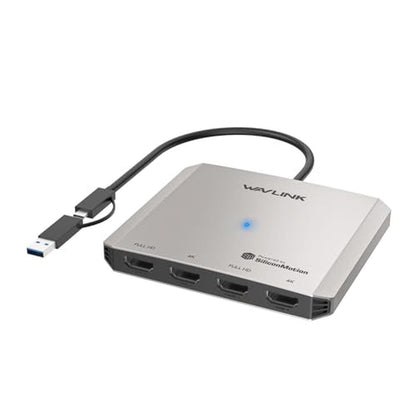 WAVLINK 4-Port HDMI Splitter: USB C to Quad Monitor 4K – Front View