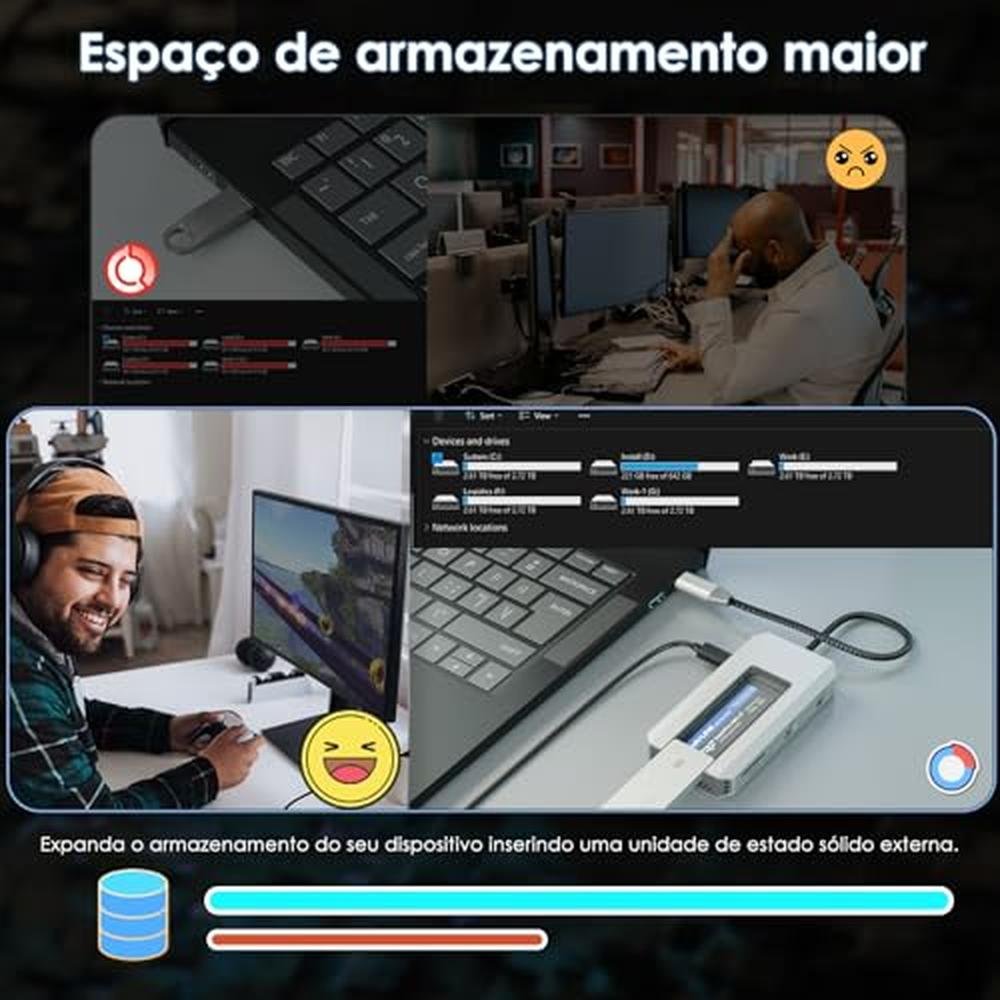 NVMe SATA: Wavlink 8-in-1 USB-C Hub with M.2 NVMe SATA SSD – In Use