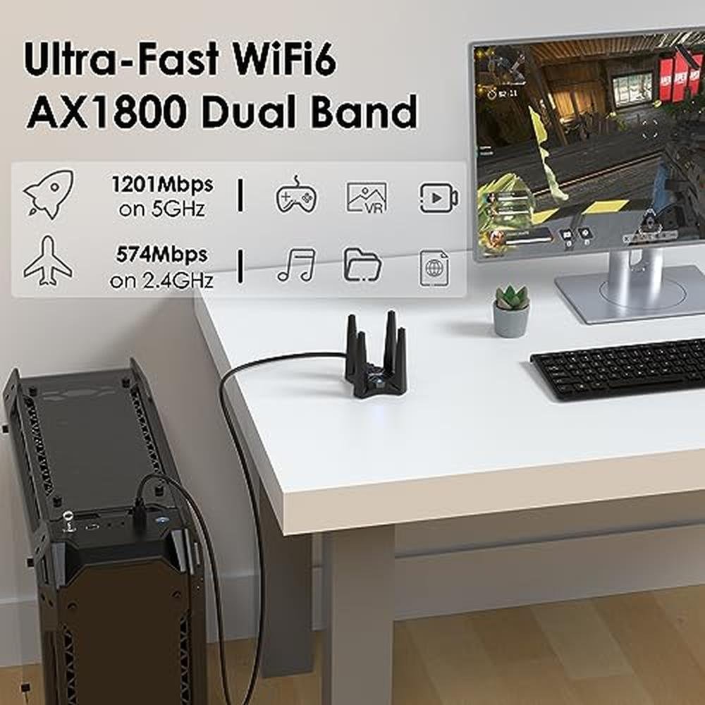 WAVLINK AX1800: Dual-Band USB WiFi 6 Adapter – Side View