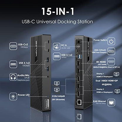 Wavlink DisplayLink: Wavlink Triple Monitor 4K 60Hz Docking – Side View