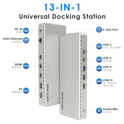 Docking Station: WAVLINK SM770 Triple HDMI Dual DP 120W PD – Side View