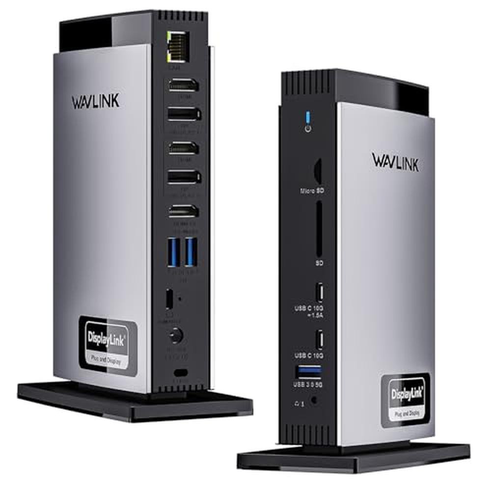 WAVLINK Docking Station: 15-in-1 Triple 4K Display – Front View