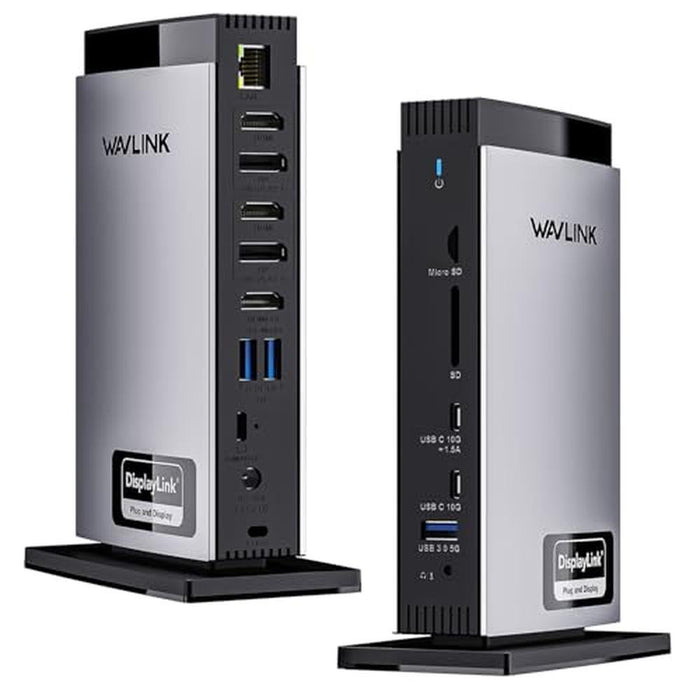 WAVLINK Docking Station: 15-in-1 Triple 4K Display – Front View
