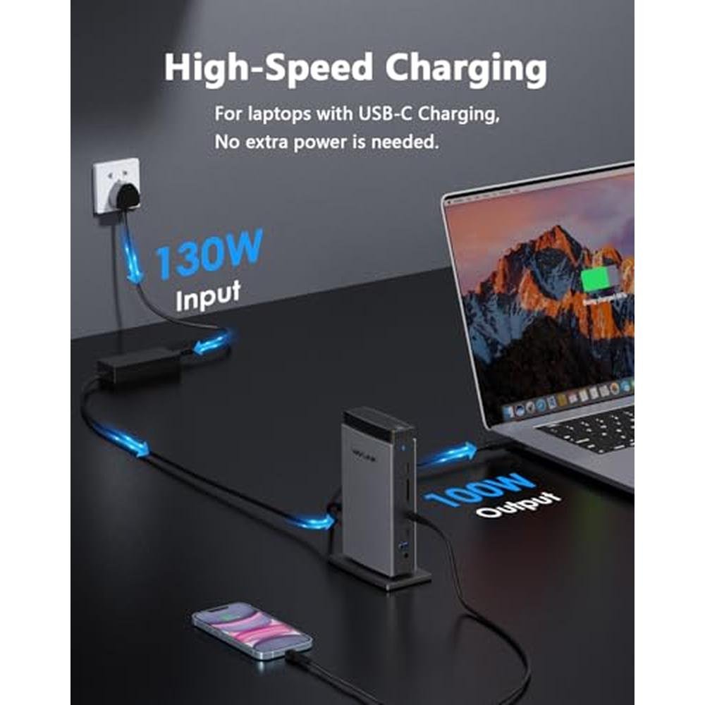 WAVLINK Docking Station: 15-in-1 Triple 4K Display – In Use