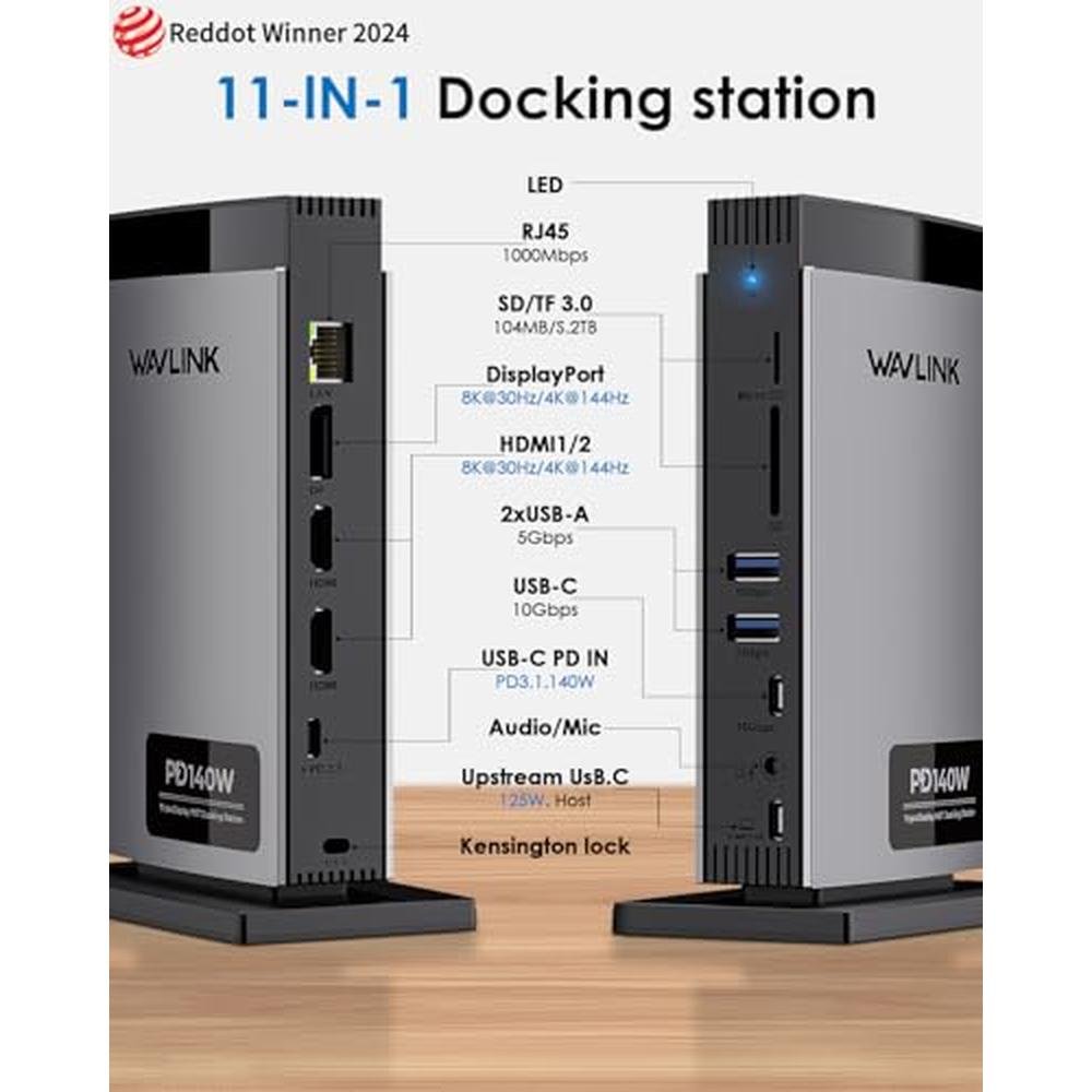 Docking Station: WAVLINK 11-in-1 USB C Docking Station with – Side View