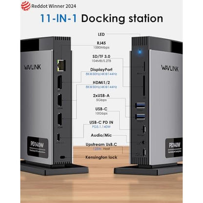 Docking Station: WAVLINK 11-in-1 USB C Docking Station with – Side View