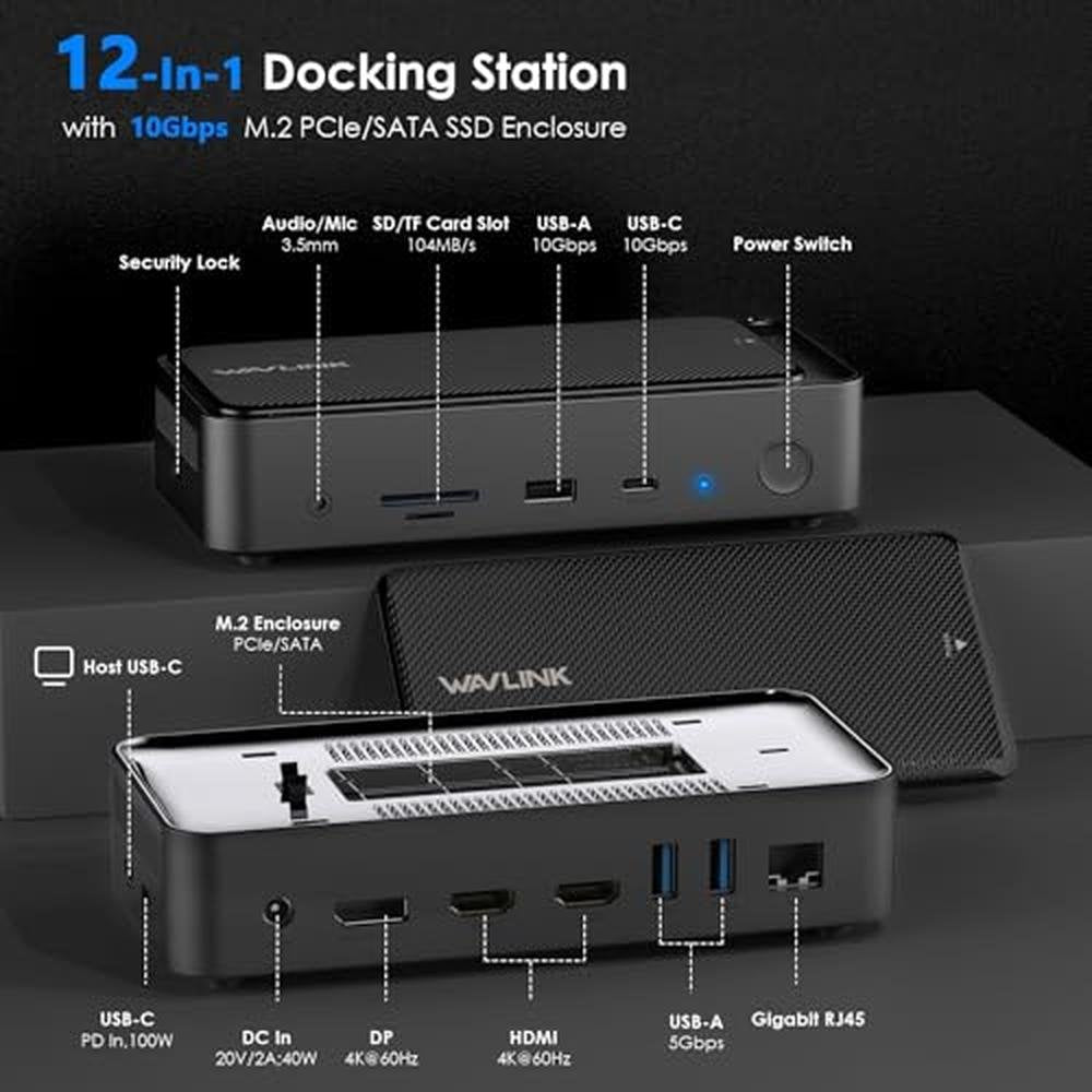 WAVLINK Laptop Docking Station – Side View