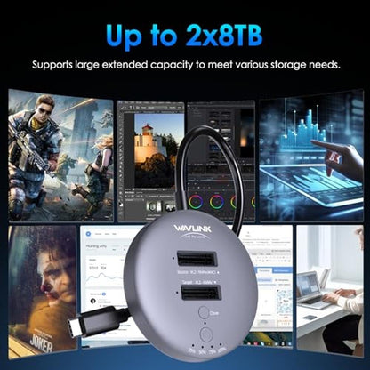 NVMe Key: WAVLINK M.2 NVMe SSD Cloner Dock 10Gbps Dual Bay – Side View