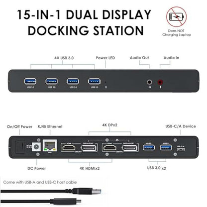 WAVLINK Pro Dual 4K@60Hz Universal Docking Station – Side View