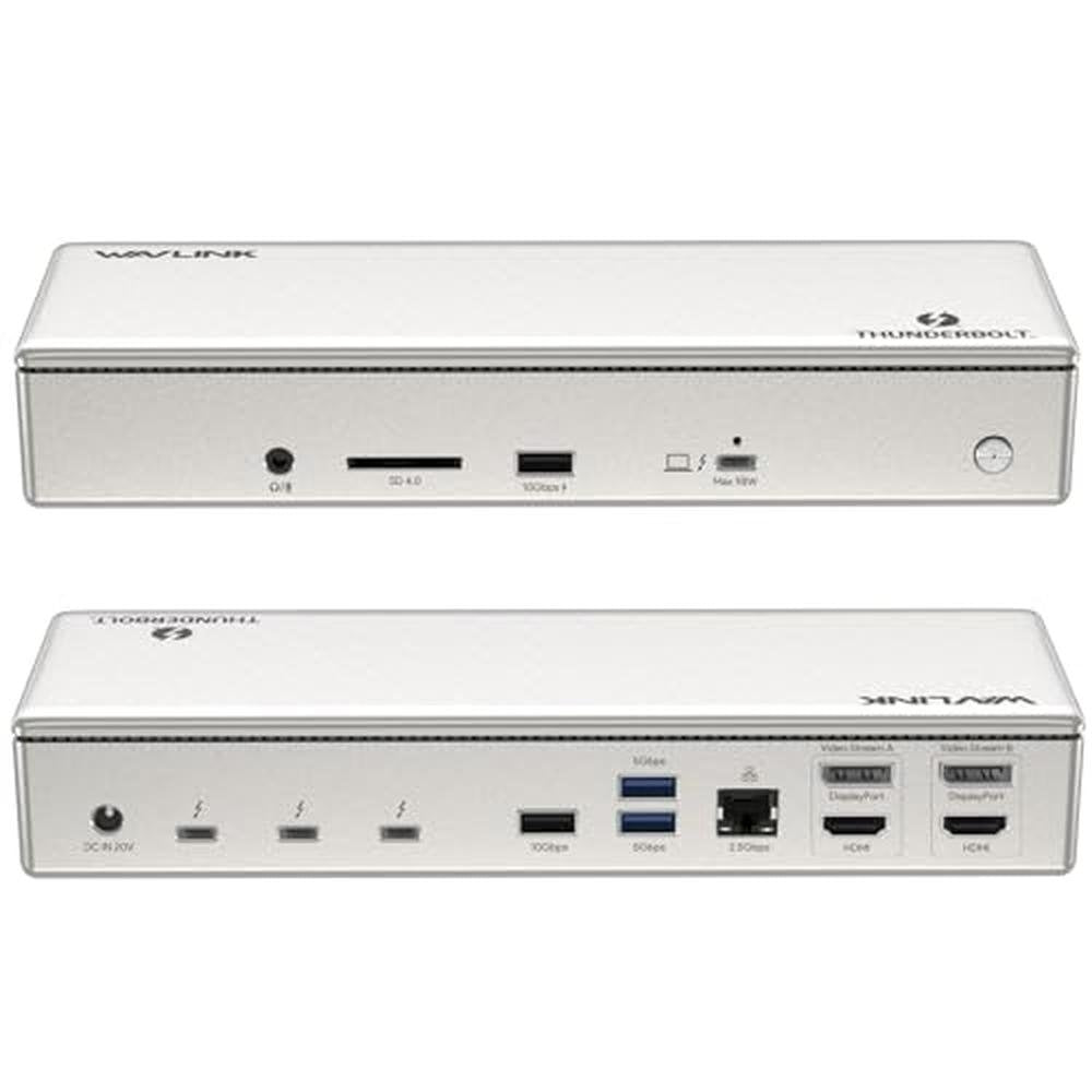 Thunderbolt Dock: WAVLINK Thunderbolt 4 Dock with 100W – Front View