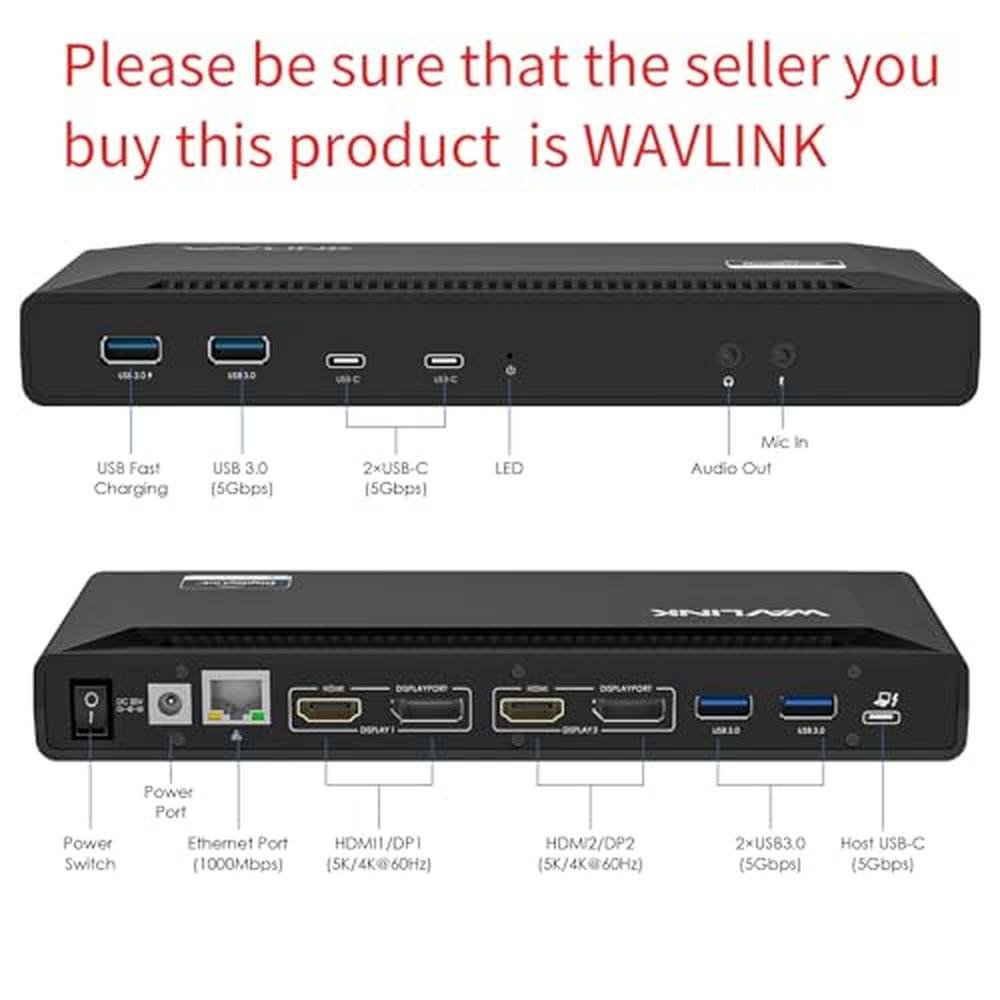 WAVLINK Universal USB C Laptop Docking Station – Side View