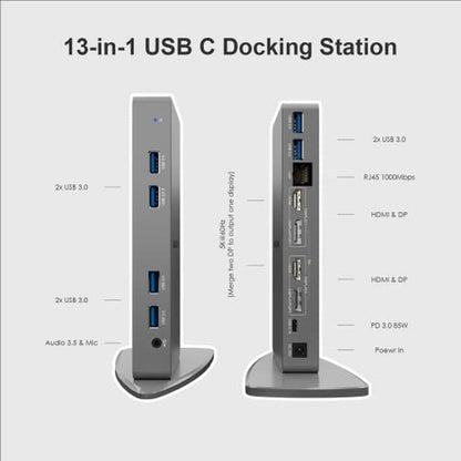 WAVLINK USB 3.0 Dual 5K/4K@60Hz Laptop Docking Station – Side View