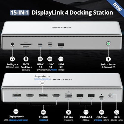 60Hz WAVLINK: WAVLINK DL7400 Premium Docking Station – Side View