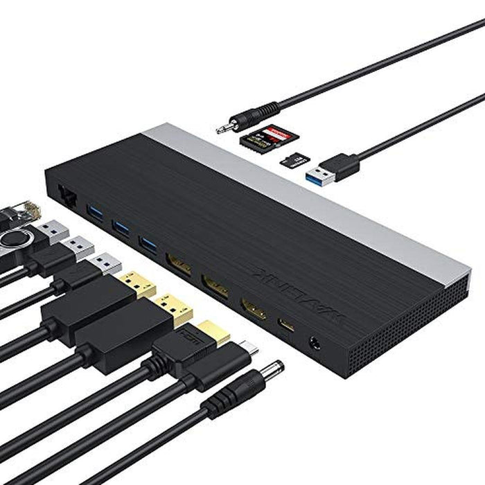 USB C Docking Station: WAVLINK 13-in-1 Triple Display Type – Front View