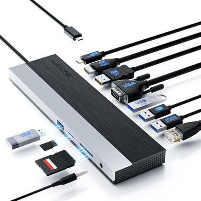 Docking Station: WAVLINK USB-C WL-UMD03 3 Monitors – Front View