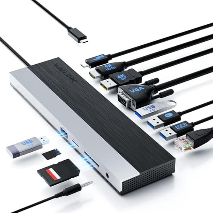 Docking Station: WAVLINK USB-C WL-UMD03 3 Monitors – Front View