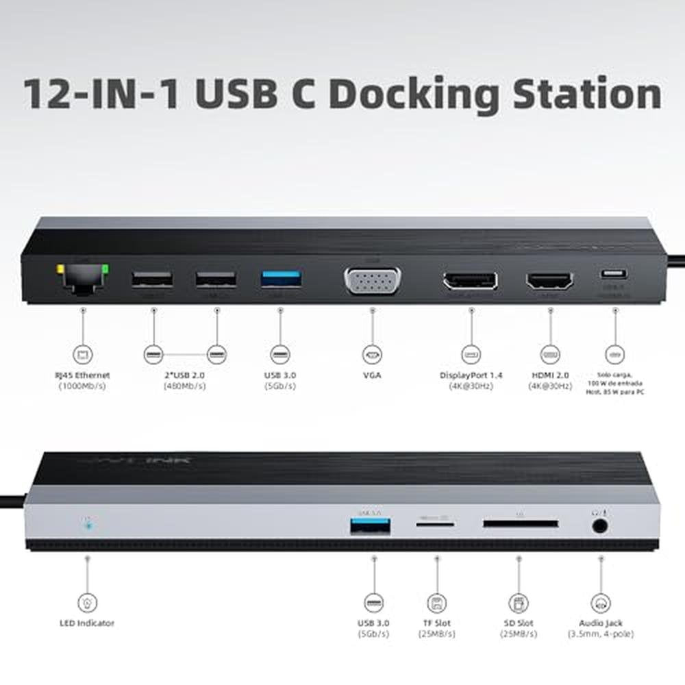 Docking Station: WAVLINK USB-C WL-UMD03 3 Monitors – Side View