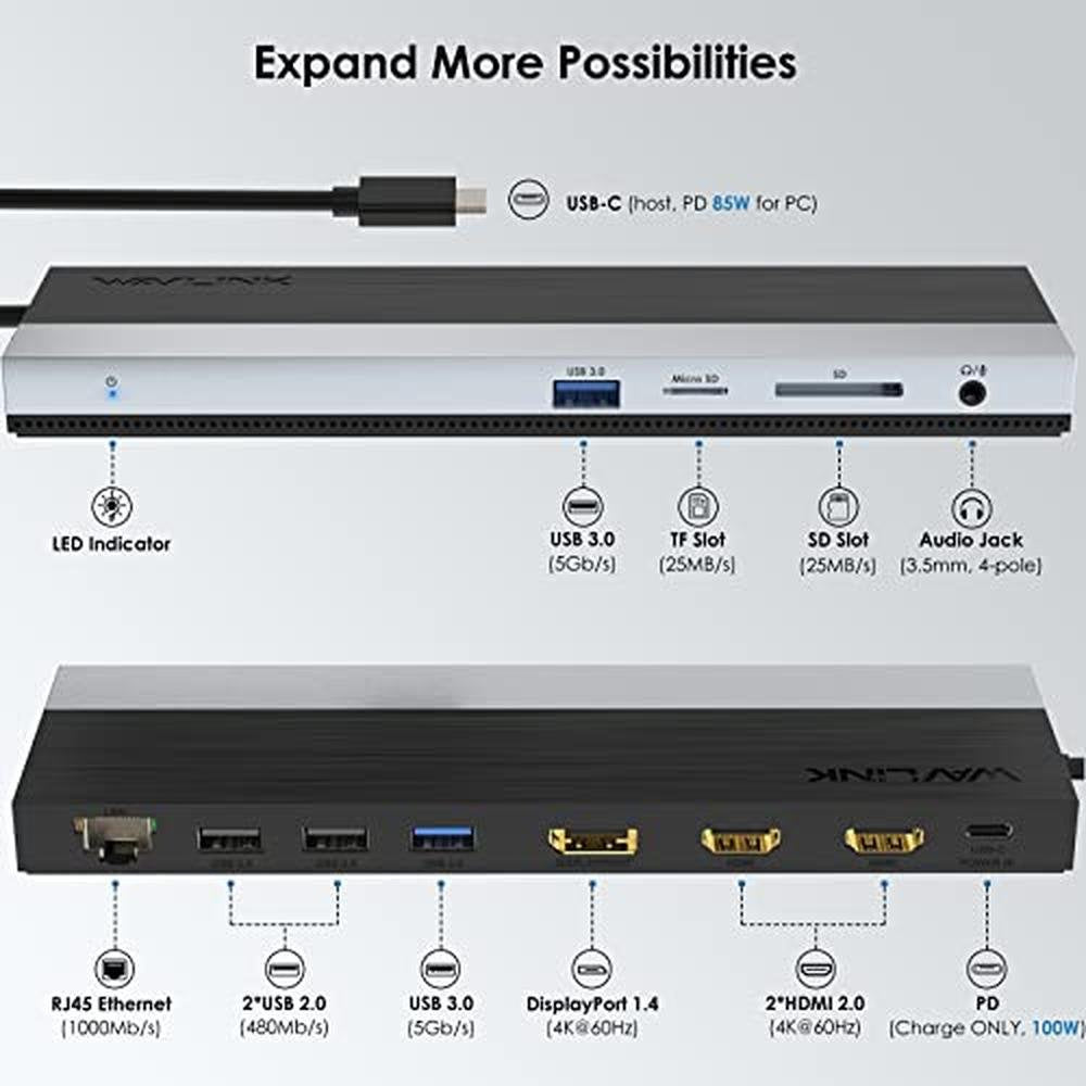 WAVLINK USB C Docking Station – Side View