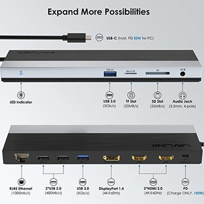 WAVLINK USB C Docking Station – Side View