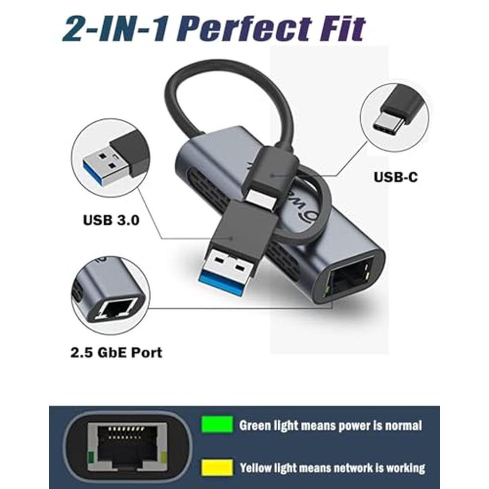 Ethernet Adapter: Wavlink USB C to Ethernet Adapter 2.5 Gbps – Side View