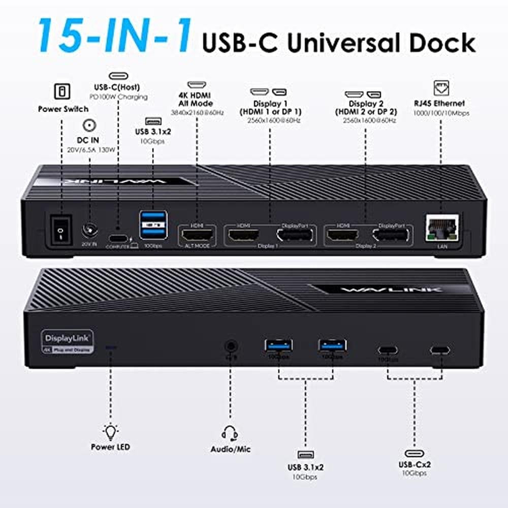 WAVLINK Triple Monitor Docking Station – Side View