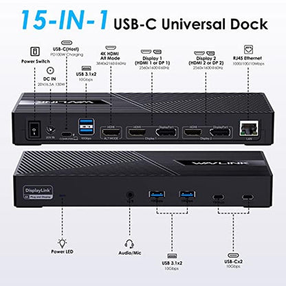 WAVLINK Triple Monitor Docking Station – Side View