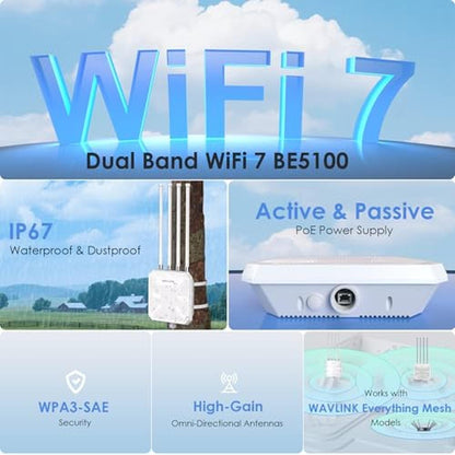 WAVLINK WiFi 7 BE5100 Outdoor WiFi Extender – Close-up Detail