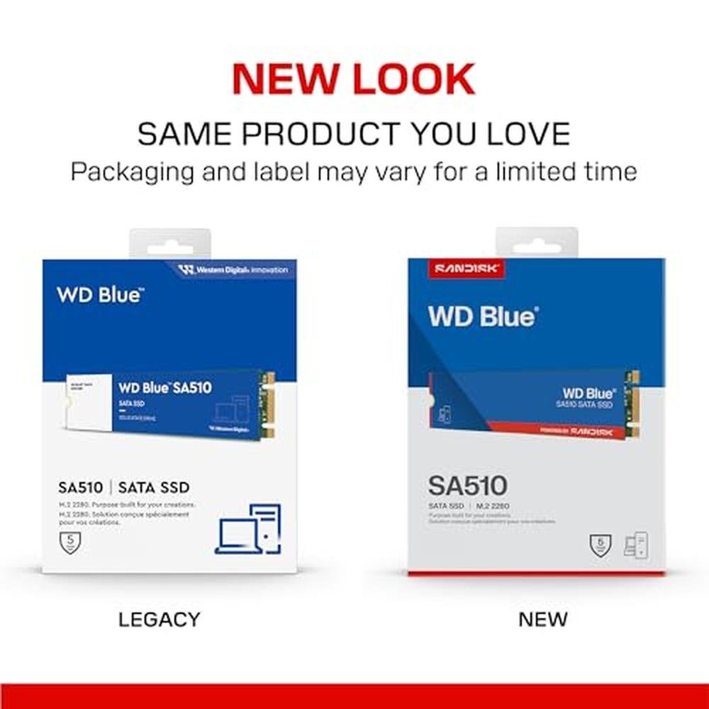 SATA Blue: WD Blue SA510 2TB SATA SSD – Side View