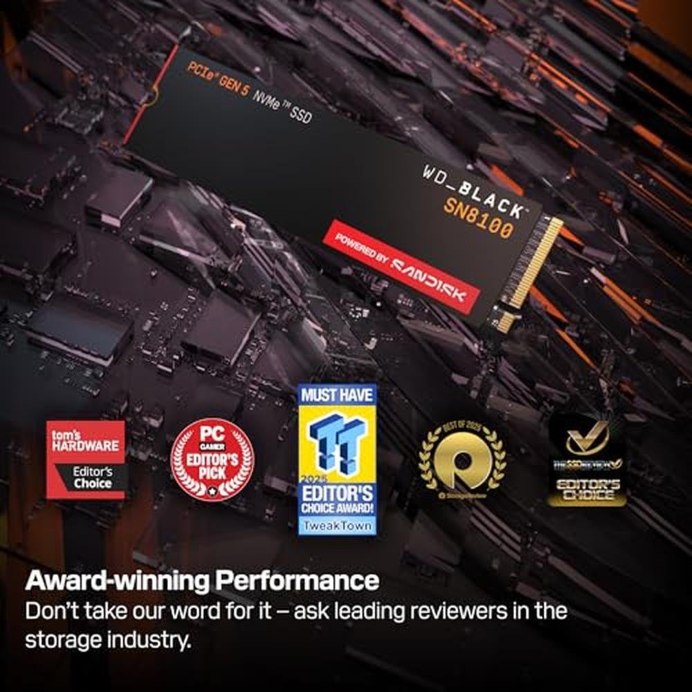 Speed Black: WD Black SN8100 1TB NVMe SSD PCIe 5.0x4 M.2 – Side View