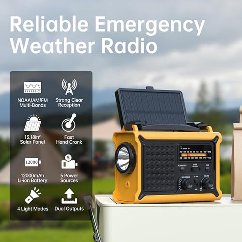 Weather Radios: Portable AM FM NOAA Alert with Battery – Side View