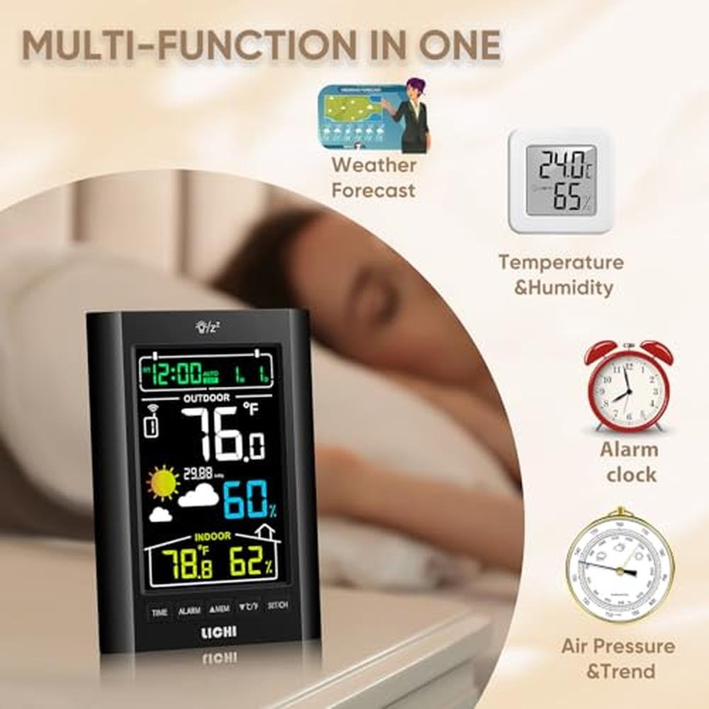 Weather Station: Wireless Indoor Outdoor Thermometer – Side View