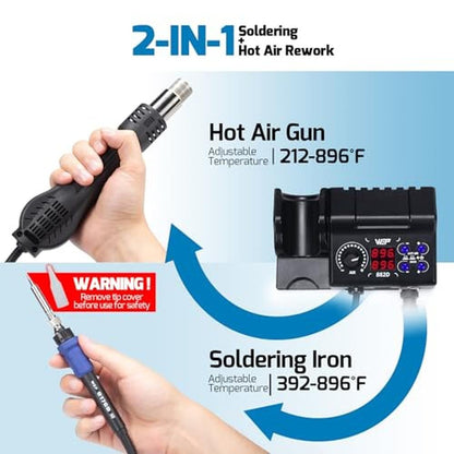 Soldering Station: WEP 882D 2-in-1 SMD Hot Air Rework – In Use