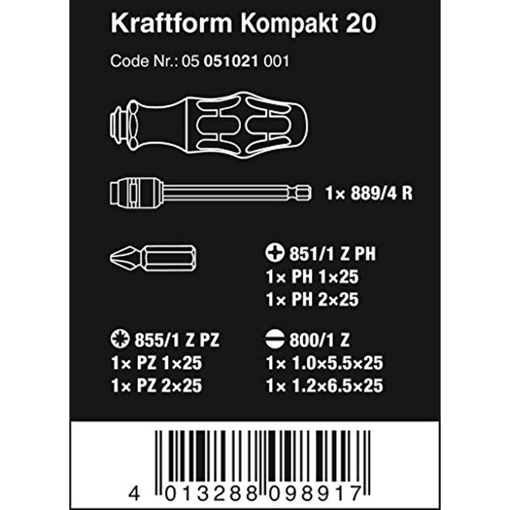 Wera 05051021001 Kraftform Kompakt 20 with Pouch 7 Pieces – Side View