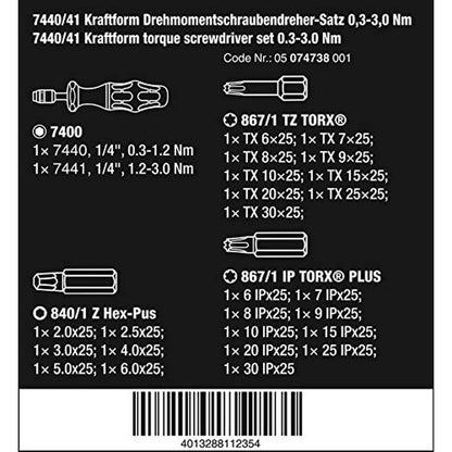 Wera 05074738001: Kraftform Torque Screwdriver Set 0-3.3 Nm – Side View